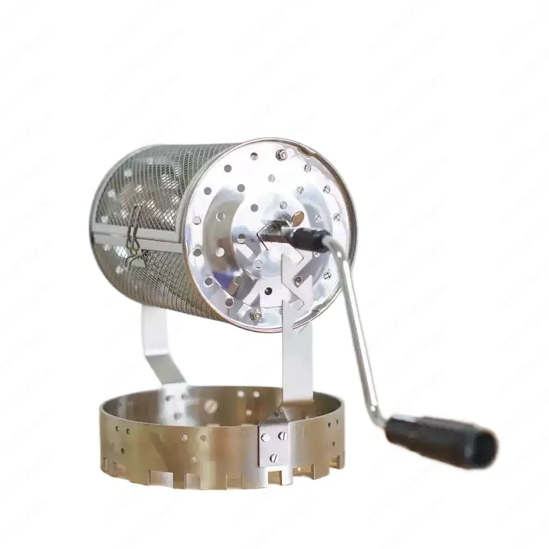 Hand-Crank Manual Net Coffee Roaster - Semi-Direct Fire Home Bean Dryer for Green Coffee & Beans