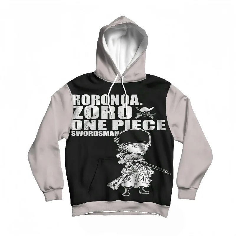 

Мужская осенне-зимняя цельная толстовка с капюшоном Roronoa Zoro, фехтовальщик с принтом высокого разрешения, аниме-дизайн, теплый пуловер для повседневного использования и косплея