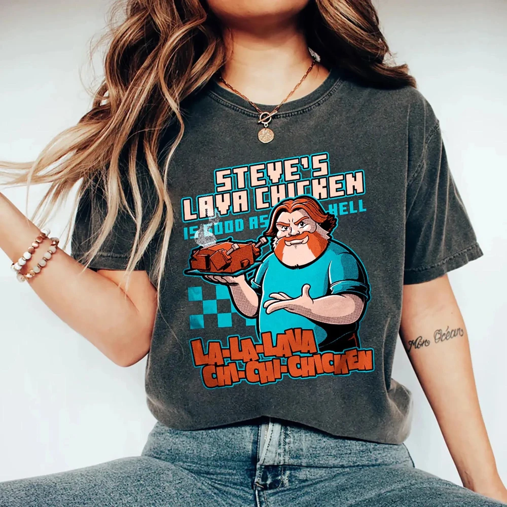 Steves lava frango camisa pixel gaming t meninos crianças jogo presente roupas gráfico camisa de manga curta unisex das mulheres dos homens toda a tem