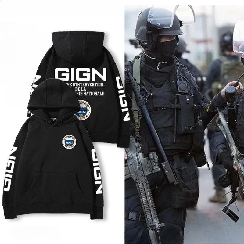 

Свитер с капюшоном French National Gendarmerie Secret Service GIGN Mobile Task Force 141, тактический свободный свитшот, мужской повседневный топ