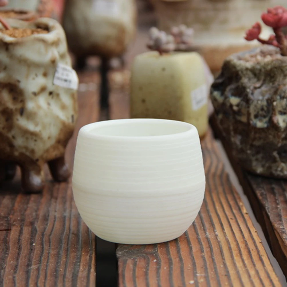 أصيص زهور صغير مستدير من الراتنج بلون سادة لزراعة النباتات لديكور المنزل والمكتب علبة عرض طاولة النافذة