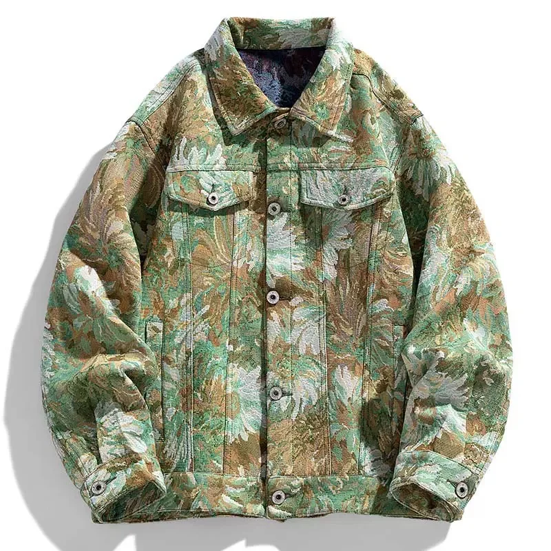 

Autumn and Spring New Fashion Trend Print Retro Sport Workwear Jacket Men's Casual Loose Comfortable Plus Size Coat M-5XL