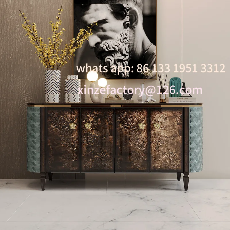 

Customizable wood dining side cabinet, living room wall decorative cabinet, villa large flat high-end storage cabinet