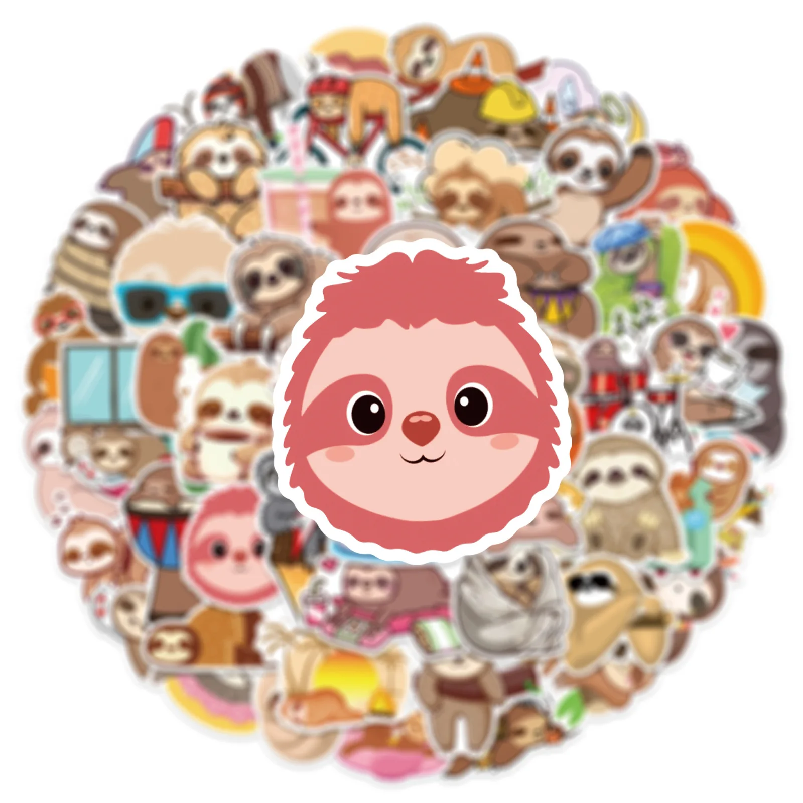 50PCS 귀여운 만화 나무늘보 낙서 스티커 노트북 전화 기타 스케이트 보드에 대 한 카와이 동물 데칼 방수 스티커 아이 장난감