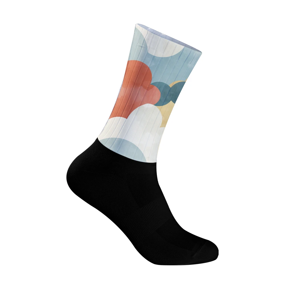 

Велосипедные носки с градиентом неба — разноцветный облачный принт на носках, быстросохнущие противоскользящие спортивные носки унисекс