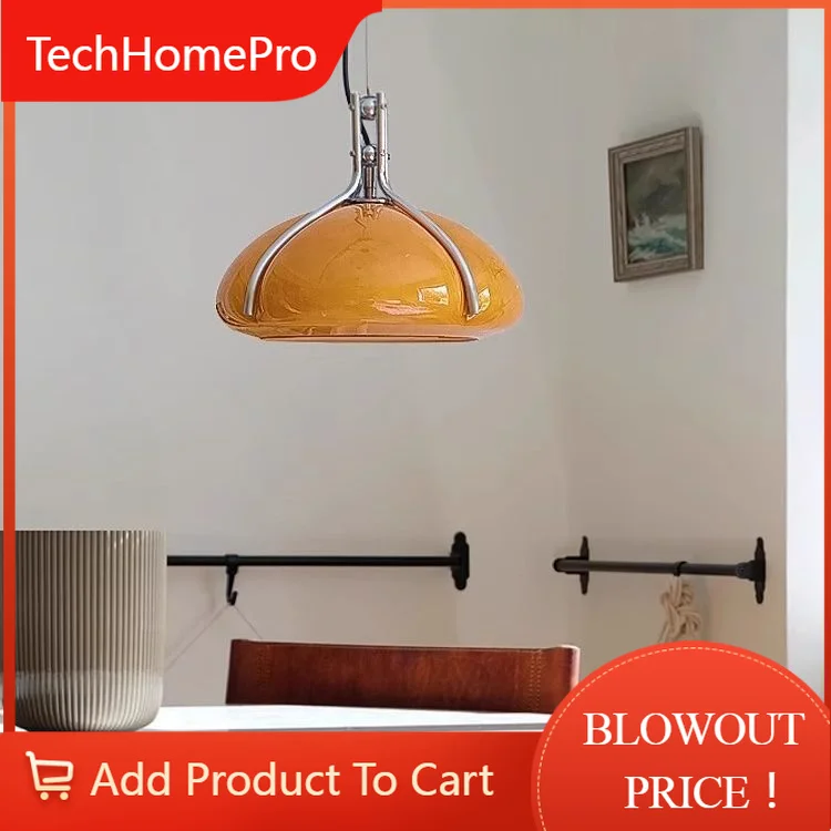 TechHPNordic Orange Pumpkin Pendant Light Bauhaus Chandelier For Bedroom Kitchen Living Room Mushroom Vintage Pendant Lamp Led