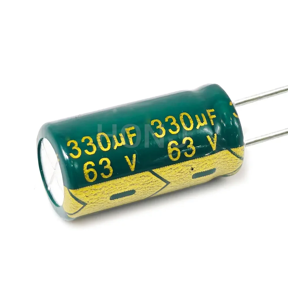 10PCS 63V330uf 10x20mm Capacitor eletrolítico de alumínio 330uf63v 63v 330uf 63V 330mf 63vdc 330MFD 63v330mf 330mf63v ± 20%