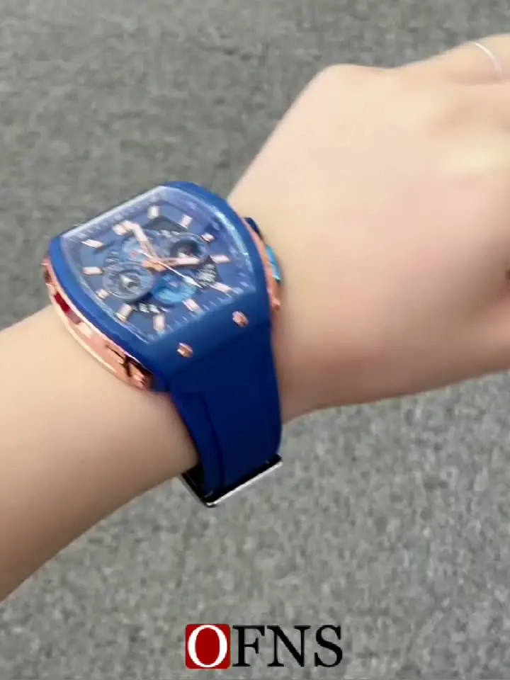 OFNS Fashion Quartz Watches for Man Luminous Waterproof Chronograph Calendar Silicone Strap Outdoor Luxury Sports Men Watch