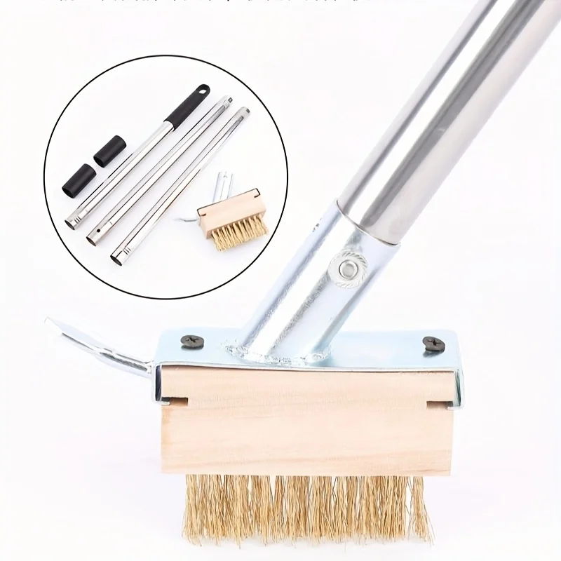 Manual Crevice Weeding Tool, Moss Weed Remover Puller Tool Grout Brush with Adjustable Stainless Steel Long Handle