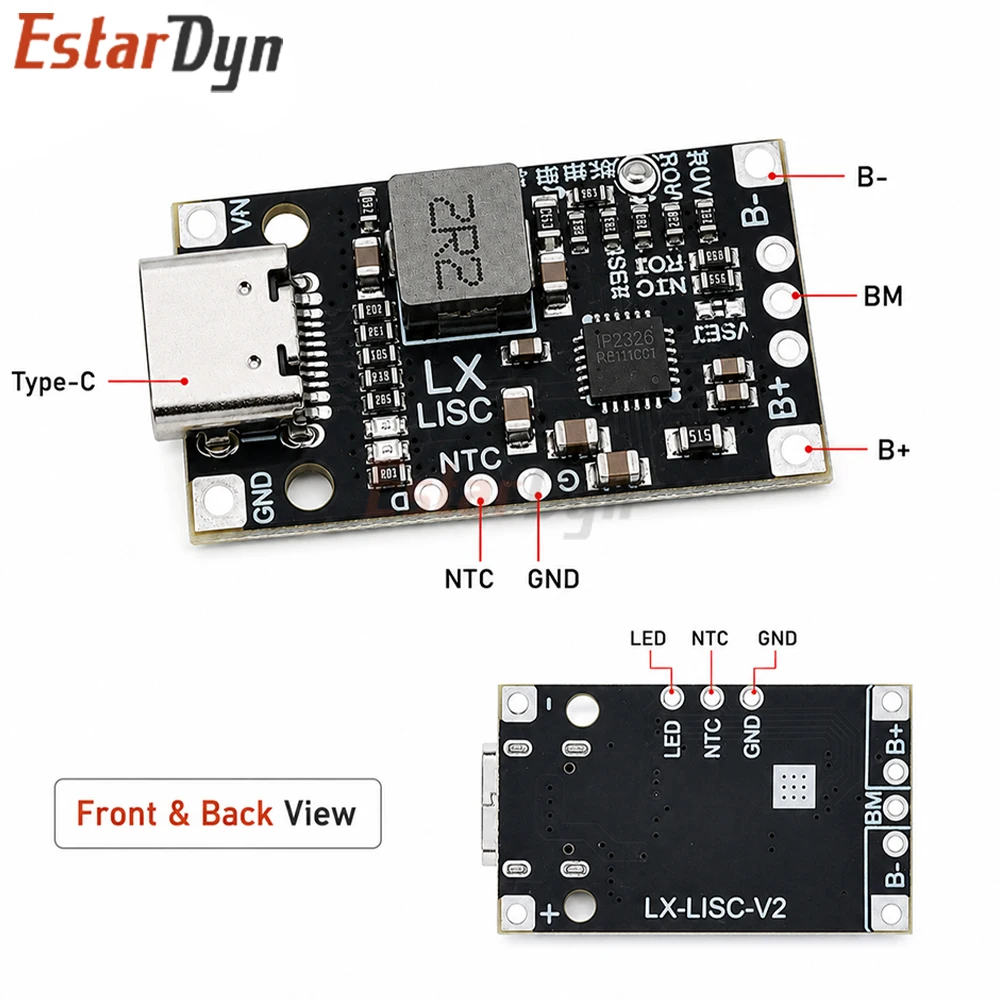Estardyn Type-C 15W 2S/3S 8.4V 12.6V 1.5A Lithium Battery Balance Charging Boost Module BMS Fast Charge for DIY Battery Pack