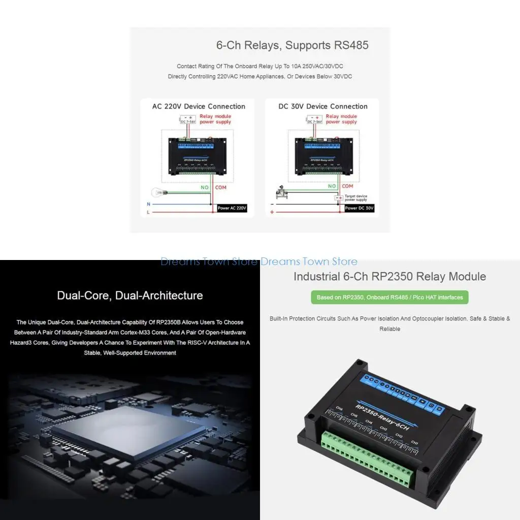 

HX6A Relays Module Control Onboard for RS485 Interfaces 6 Channel Professional