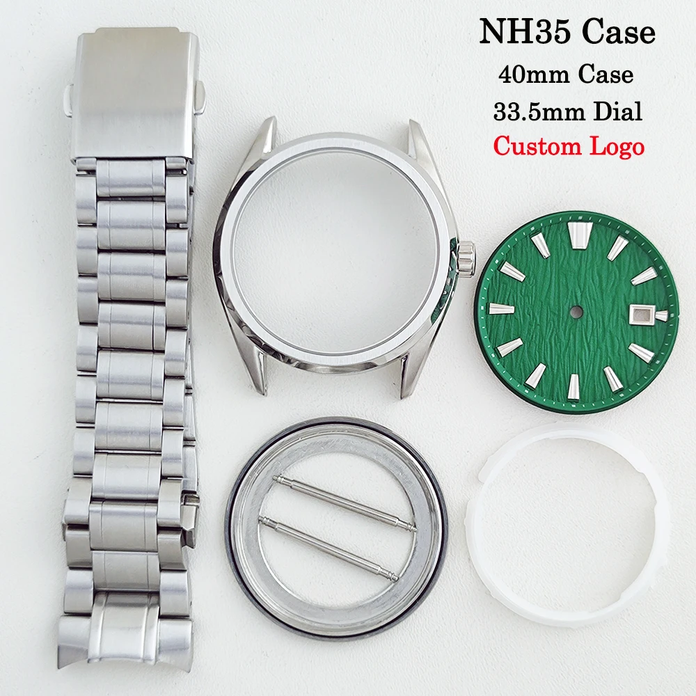 40mm NH35 Gehäuse Herren Edelstahl Uhrengehäuse 33,5mm Zifferblatt Individuelles Logo für GS Style Gehäuse Zifferblatt NH35/NH36 Uhrwerke Uhrenmodul