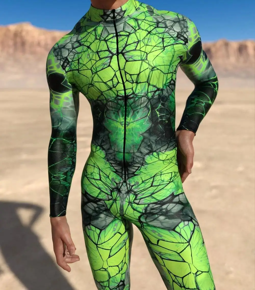Herren Regenbogen-Party-Punk-Jumpsuit Onesie Halloween Cosplay Kostüm Elastischer Party-Performance-Bodysuit – Detail 21