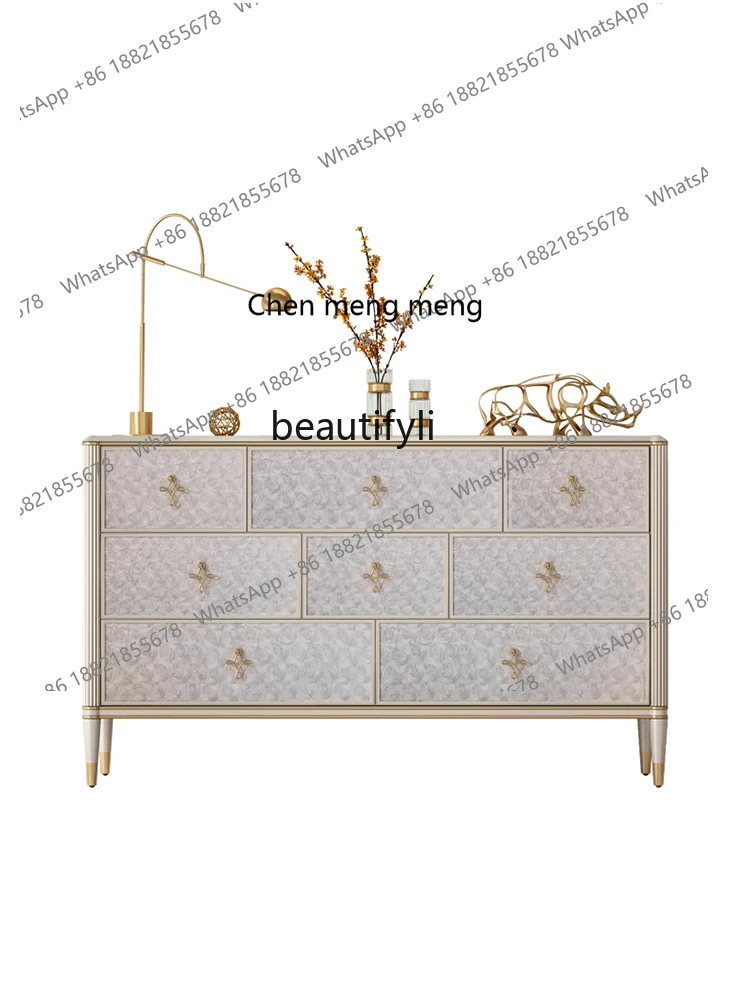American light luxury solid wood chest cabinet bedroom TV cabinet modern simple living room storage drawer shell storage cabinet