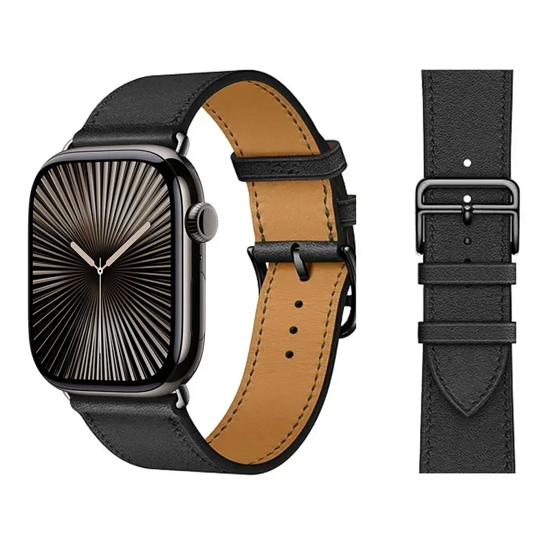 Кожаный ремешок для Apple Watch 10 46 мм 42 мм Ultra 2/1 49 мм Высококачественный браслет iWatch 9 8 7 6 5 4 SE 45 мм 44 мм 41 мм 40 мм Ремешок