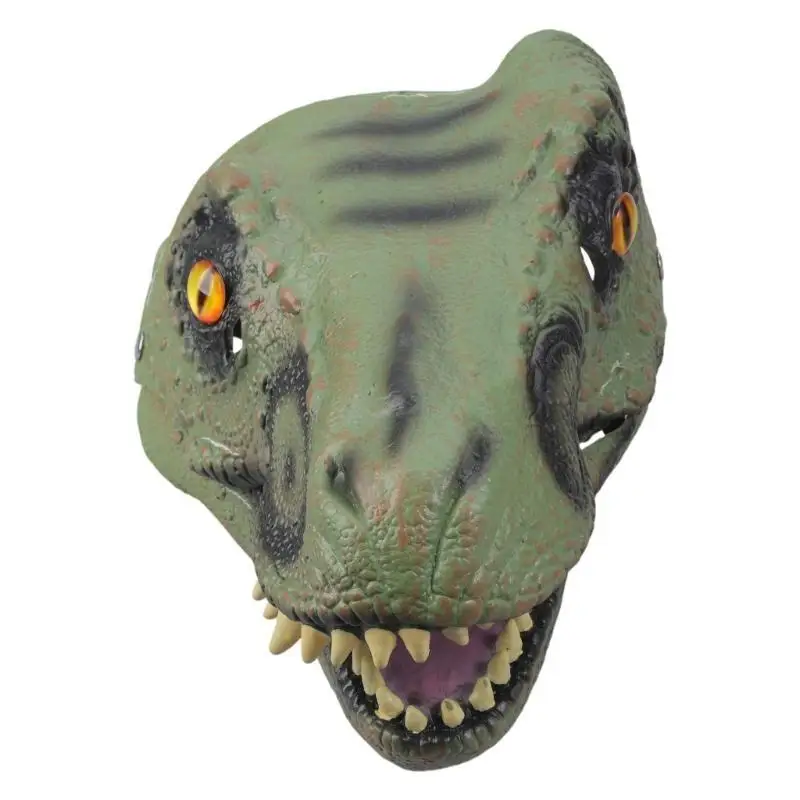 

652F Movies Inspired Dinosaur Mask with Opening Jaw Realistic Texture and Colors Eye and Nose Openings and Secure Straps Gift