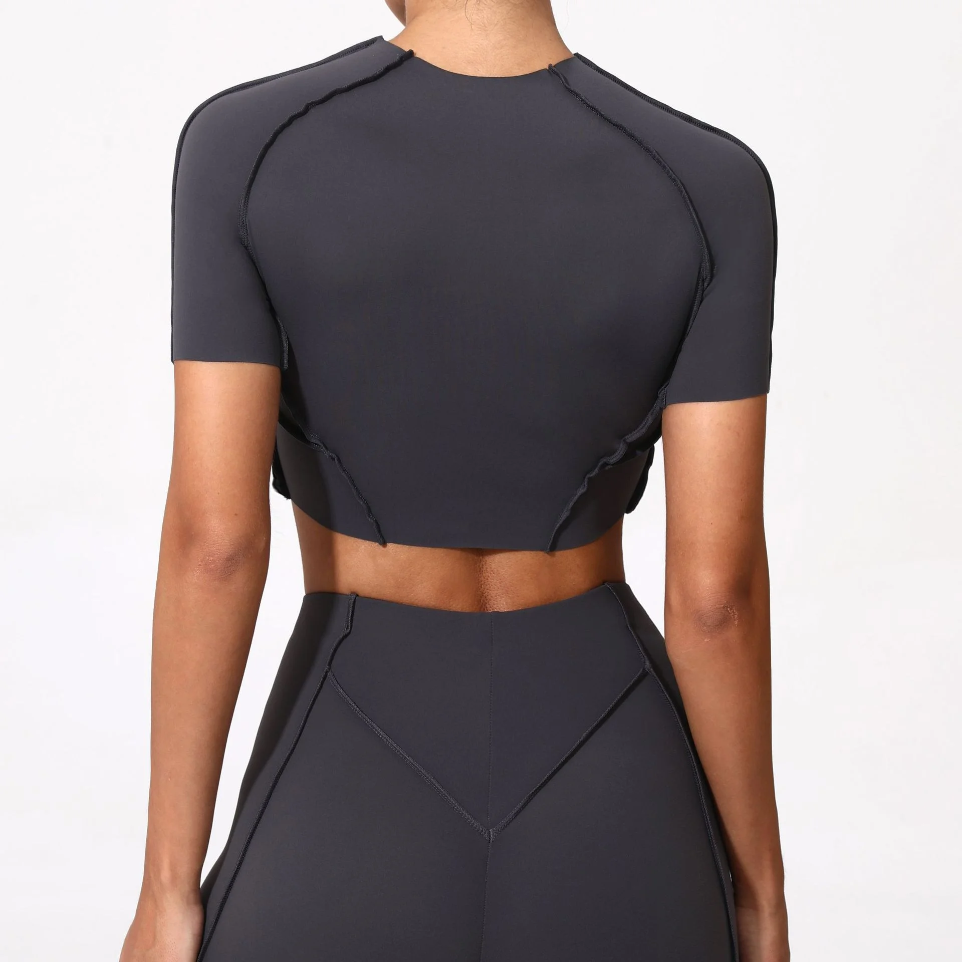 Nuovo abbigliamento da yoga, top a maniche corte dimagrante senza spalline da donna, alta elasticità e abbigliamento fitness leggero 4510