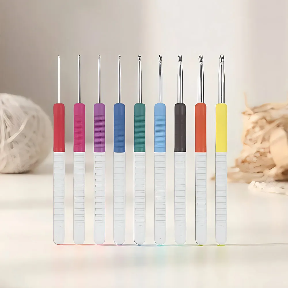 9-teiliges Set Einzelspitzige Häkelnadeln Stricknadeln Pullovernadeln Häkelnadeln DIY Handnähwerkzeuge 2,0-6,0mm Gemischte Größen