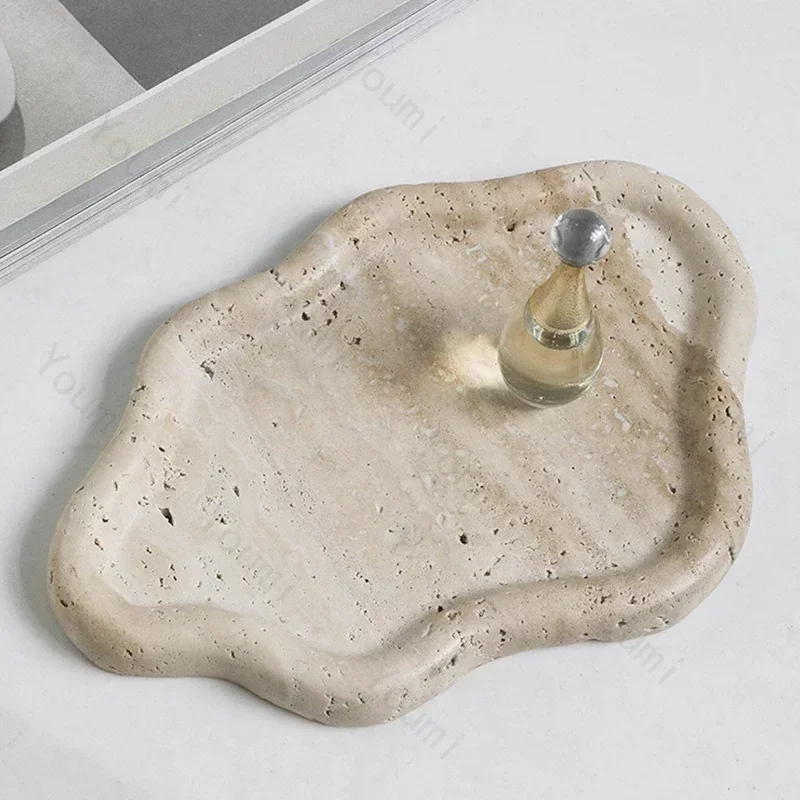 Creative Desktop Storage Trays Light Luxury Bedroom Cosmetics Unique Stone Tray Exquisite Home Jewelry Decoration Accessories