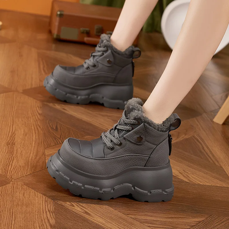 

Women Warm Cotton Shoes Thick Outdoor Snow Boots High Cut Winter Cold Proof Simple Comfortable Wear-resistant Anti Slip Boots