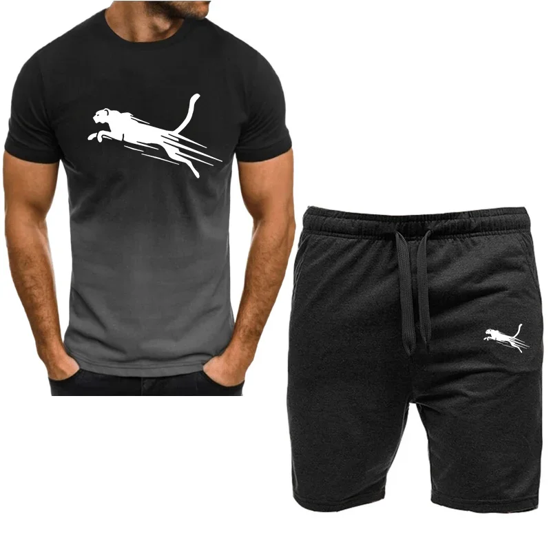 Men\'s short sleeved sportswear set, short sleeved T-shirt and sports shorts, casual wear, S-4XL