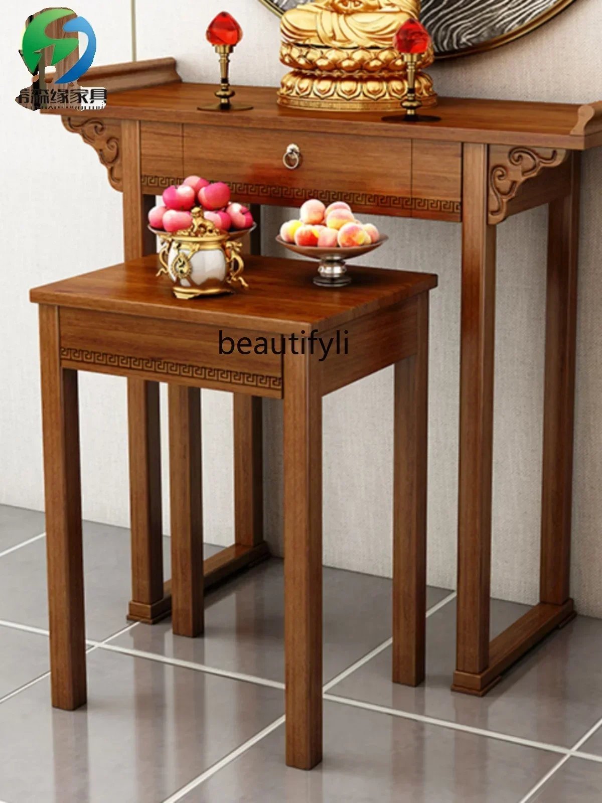 

XS Будда Нишевый Алтарь Храм Будды Домашний Современный Стиль Твердая Деревина Новый Китайский Стиль Дань Стол Простой Стол Курильницы