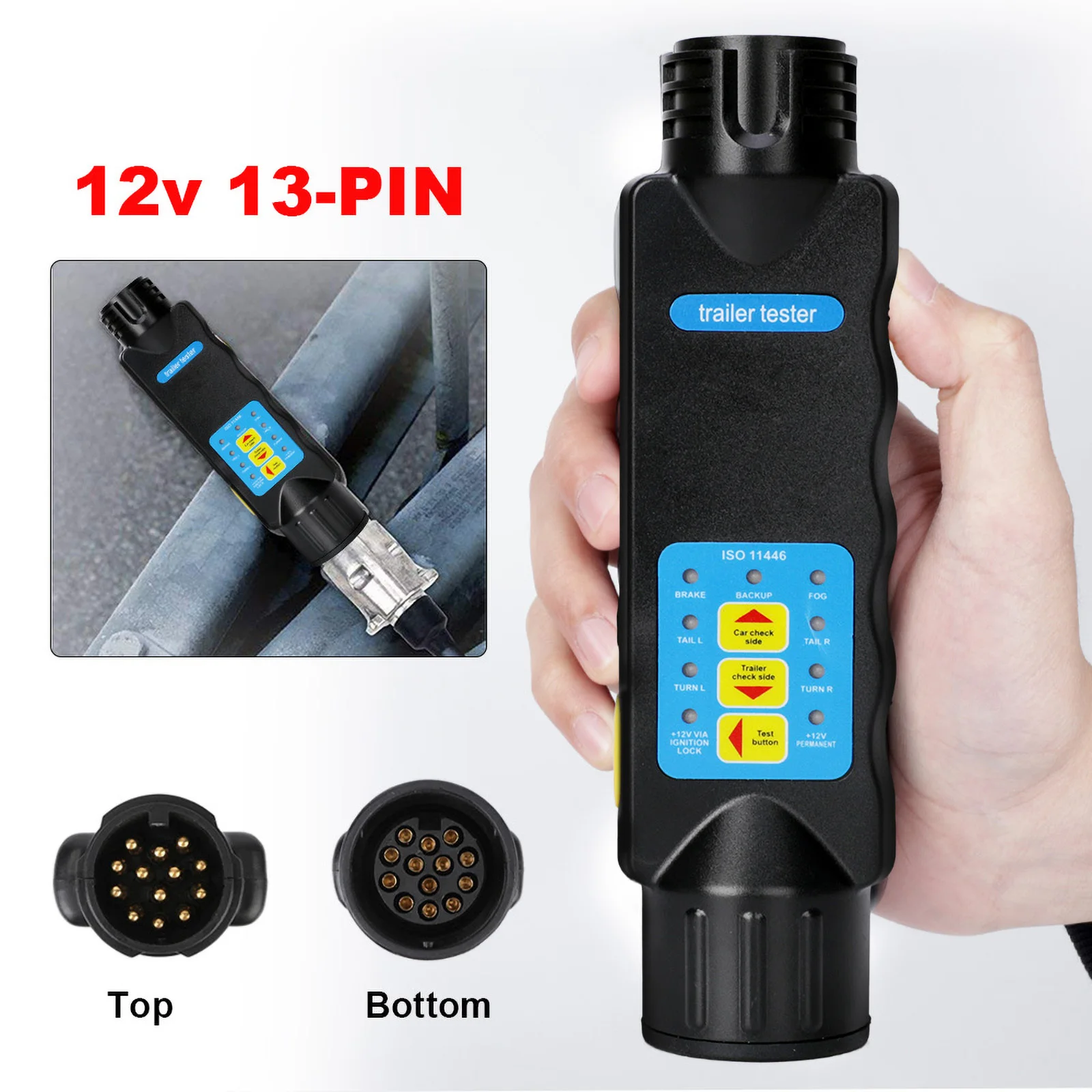 

13 Pin Caravan Towing Tow Bar Light Wiring Tester 12V Trailer Socket Tester Towbar Plug Socket Diagnostic Tools Accessories