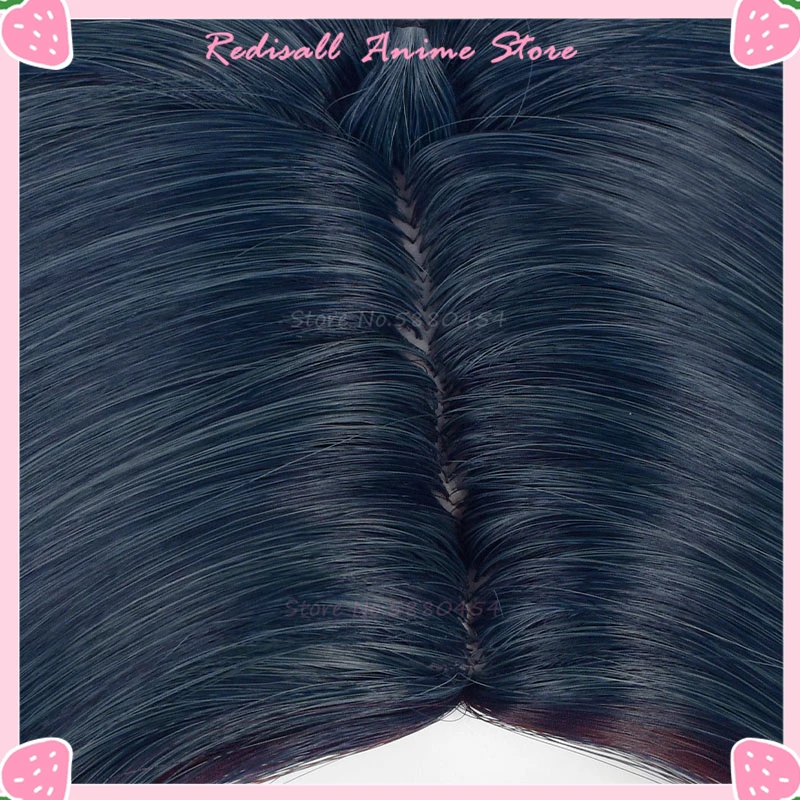 Blade Wig Cosplay 100cm Long Straight Hair Blue Mixed Dark Red Synthetic Scalp 2023 Halloween Game Headwear