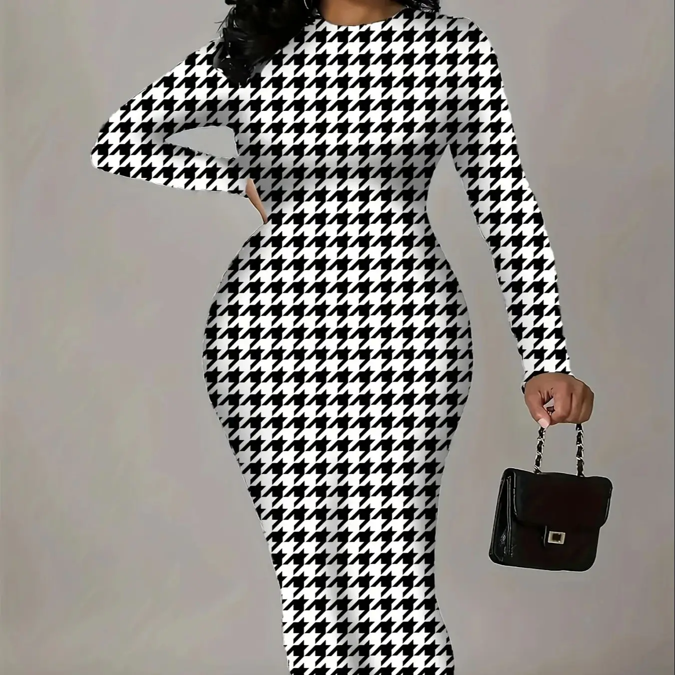 

It adopts the classic houndstooth pattern, which is retro and fashionable. The slim - fitting version can well show the body cur