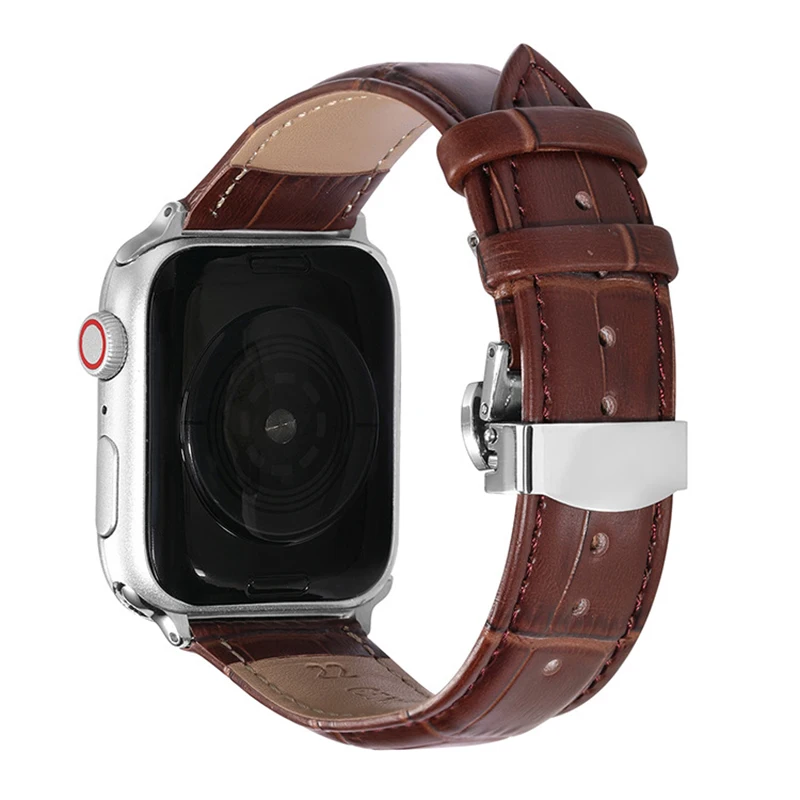 Tali jam tangan untuk Apple, tali 44mm 40mm 45mm 42mm 49mm 41mm 38mm Gelang gesper kupu-kupu untuk iWatch seri 8 7 se 6 5 Ultra