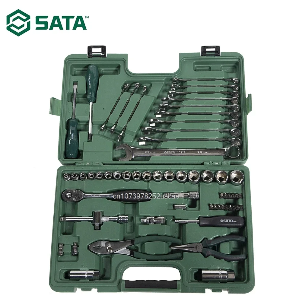 SATA 80Pcs Automotive MHT Tool Set 8-22mm Full polish combination wrench 7-24mm 10MM series hexagon socket ST09942