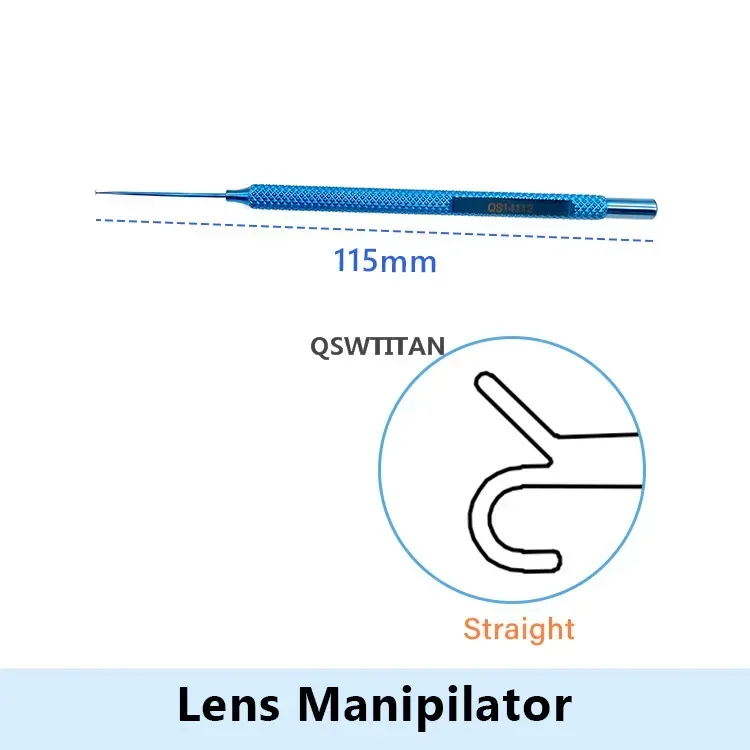 Ophthalmic lens Manipulator hook Straight hook Double Eyelid Eyes surgical Instrument 115mm Titanium