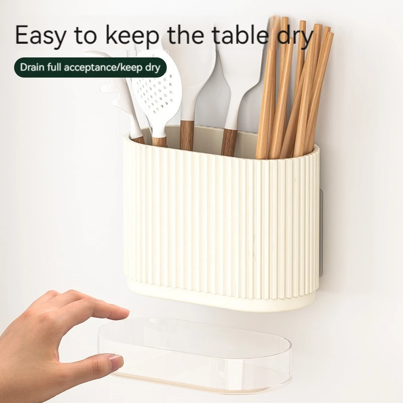 1pc Utensil Holder, Countertop Knife & Fork Storage Drain Box, Multifunctional Plastic Rectangular Drainage Fridge Box, For Spat