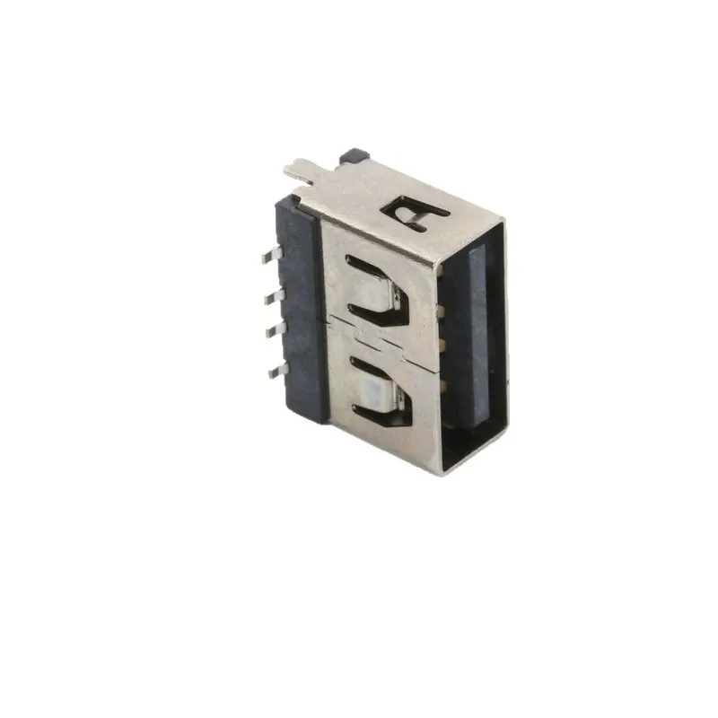 

USB-разъем USB2.0, вертикальный, 180 градусов, короткий корпус, 10.0 мм, двухконтактный, с прямым краем, для поверхностного монтажа