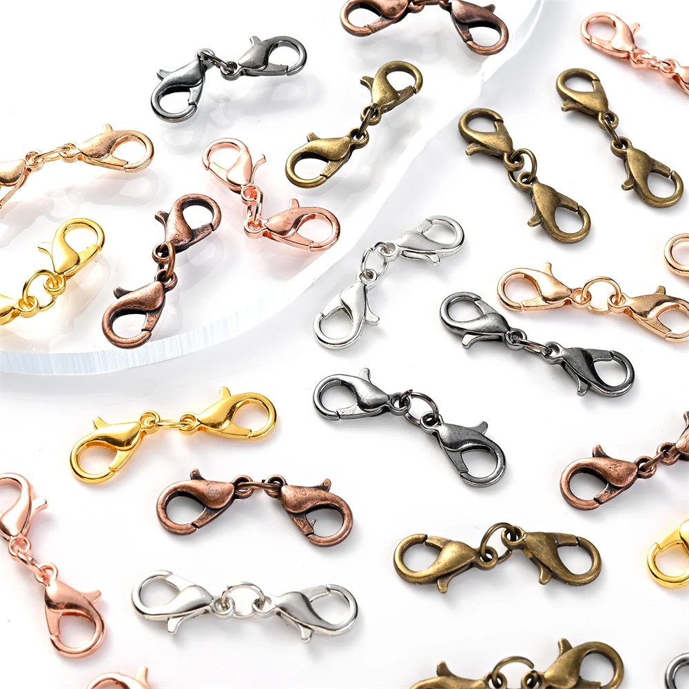 10 Stück Metall-Doppelkarabiner-Verschlüsse für DIY Armband- und Halsketten-Herstellung, Schmuckherstellung, Bastelbedarf und Zubehör – Detail 1