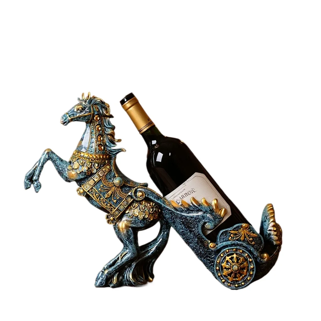 

European Retro Vintage Horse-Drawn Carriage Wine Rack Success Immediately Upon Arrival, Wine Cabinet Decoration, Resin Craft