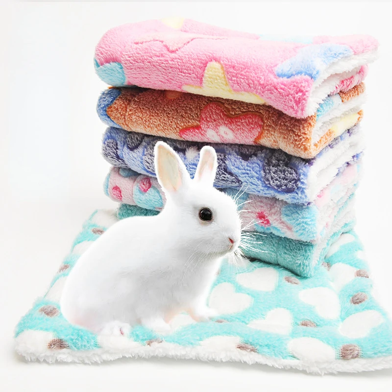 Hamster Sleeping Mat rabbit Bed Cat Bed Soft Hair Thickened Blanket Pad Home Washable Warm Pattern Blanket Pet Supplies