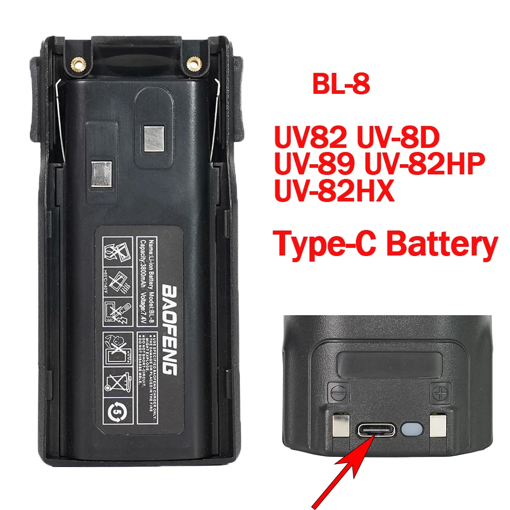 Baofeng UV-82 BL-8 Battery Enlarge 4200mAh 3800mAh Li-ion Battery For Walkie Talkie UV-82HP UV82 Plus UV-8D UV-82WX UV-89 Radios