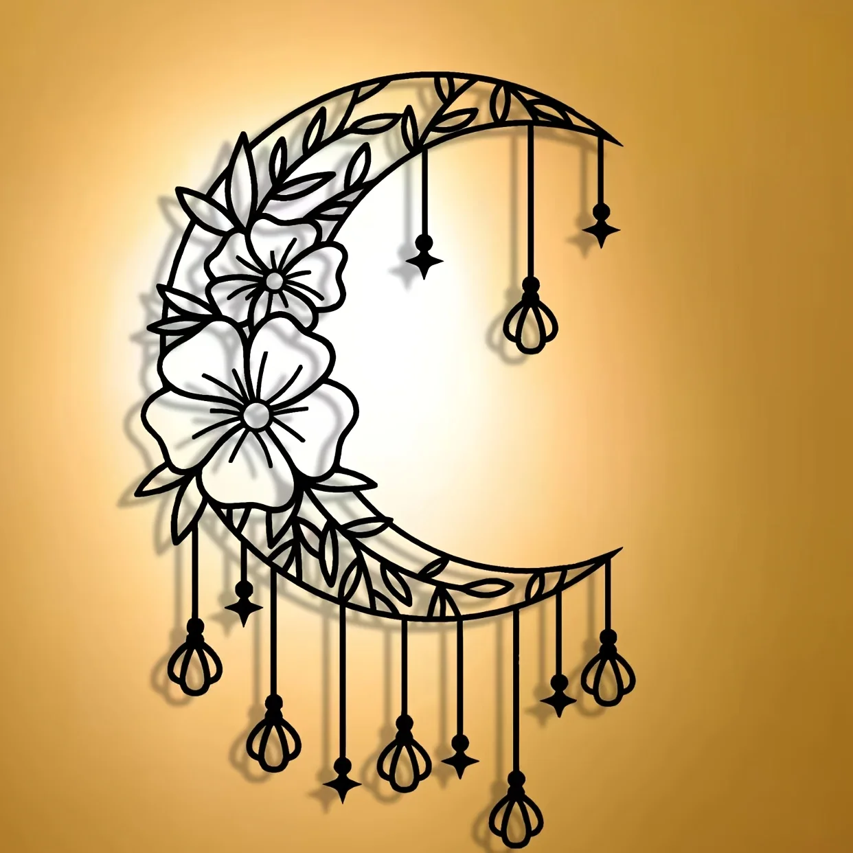 

Элегантный металлический настенный декор с изображением цветов и луны для офиса, дома, гостиной