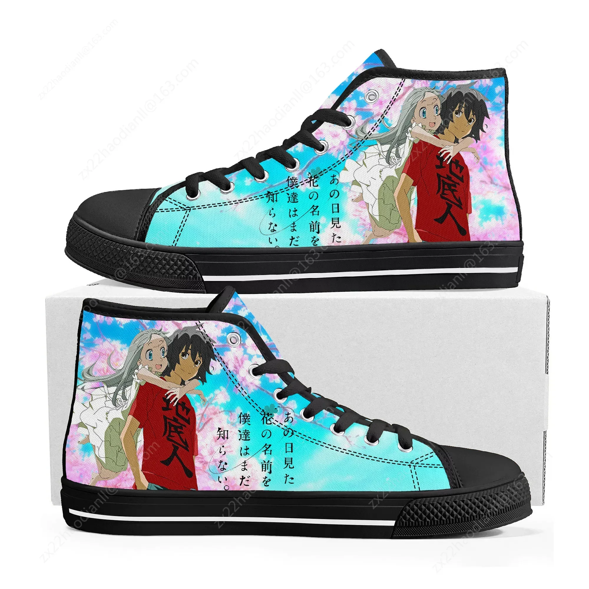 AnoHana The Flower We Saw That Day High Top Sneakers Mens Womens Teenager Canvas Sneaker Casual Couple Shoes Custom Anime Shoe