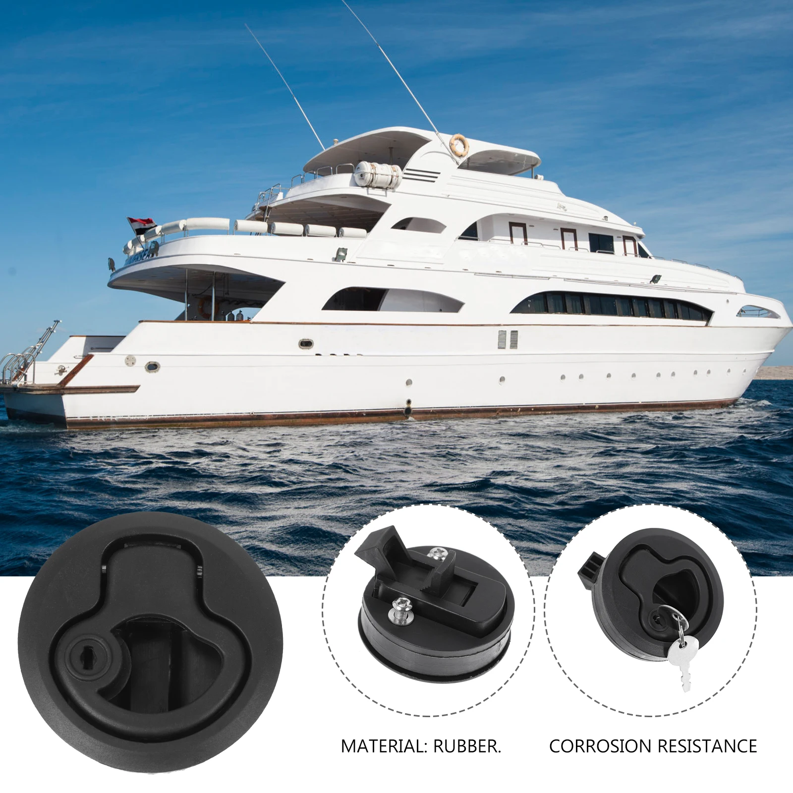 

4 Pcs Flush Mount Latch UV Stabilized Rubber Durable Boat Lid Hatch RV Tool Door Cabinet Hardware