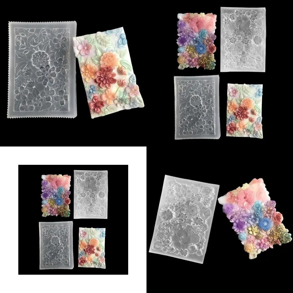 

J78F Diy клей капля стерео рельеф цветы узор стены цветок кластер ручное зеркало силиконовая форма для украшений ремесел