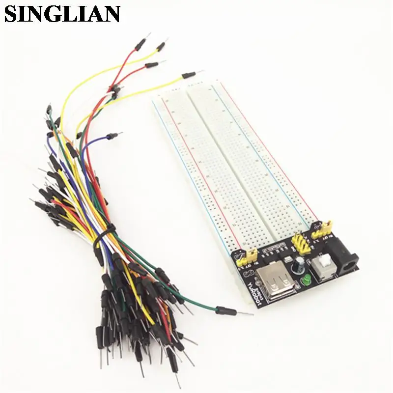 1set Breadboard Kit MB102 Bread Board Power module+MB-102 830 Hole Bread Board +65pcs Jumper Wires