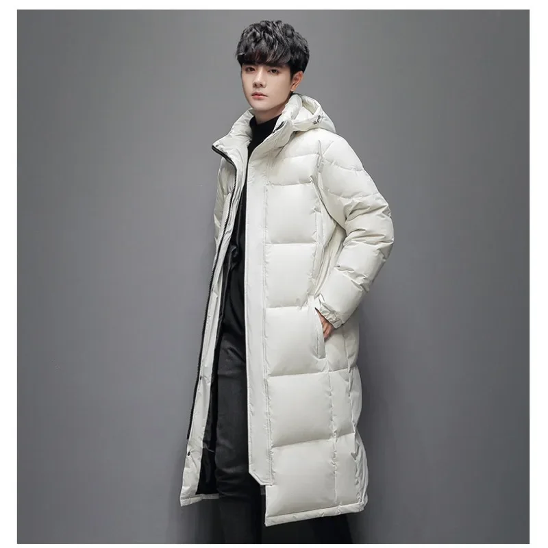 Warm Winter Men Down Jacket Long Down Coat Couple White Duck Down Outerwear Brand Black White Puffer Jacket New Parkas