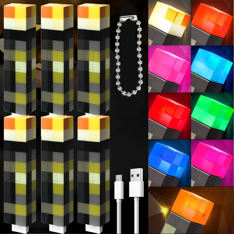 

Мини-окружающий фонарик, светодиодный брелок, пиксельный фонарик, светодиодный светильник, игрушки, USB перезаряжаемый рюкзак, подвеска, подарок для детей