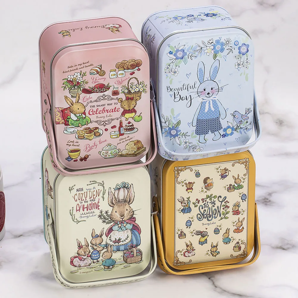 7.5cm Bunny Family Tin Box Matches with Drift Bottle 160 Matchsticks Multi-color Match for Scented Candles Home Decoration