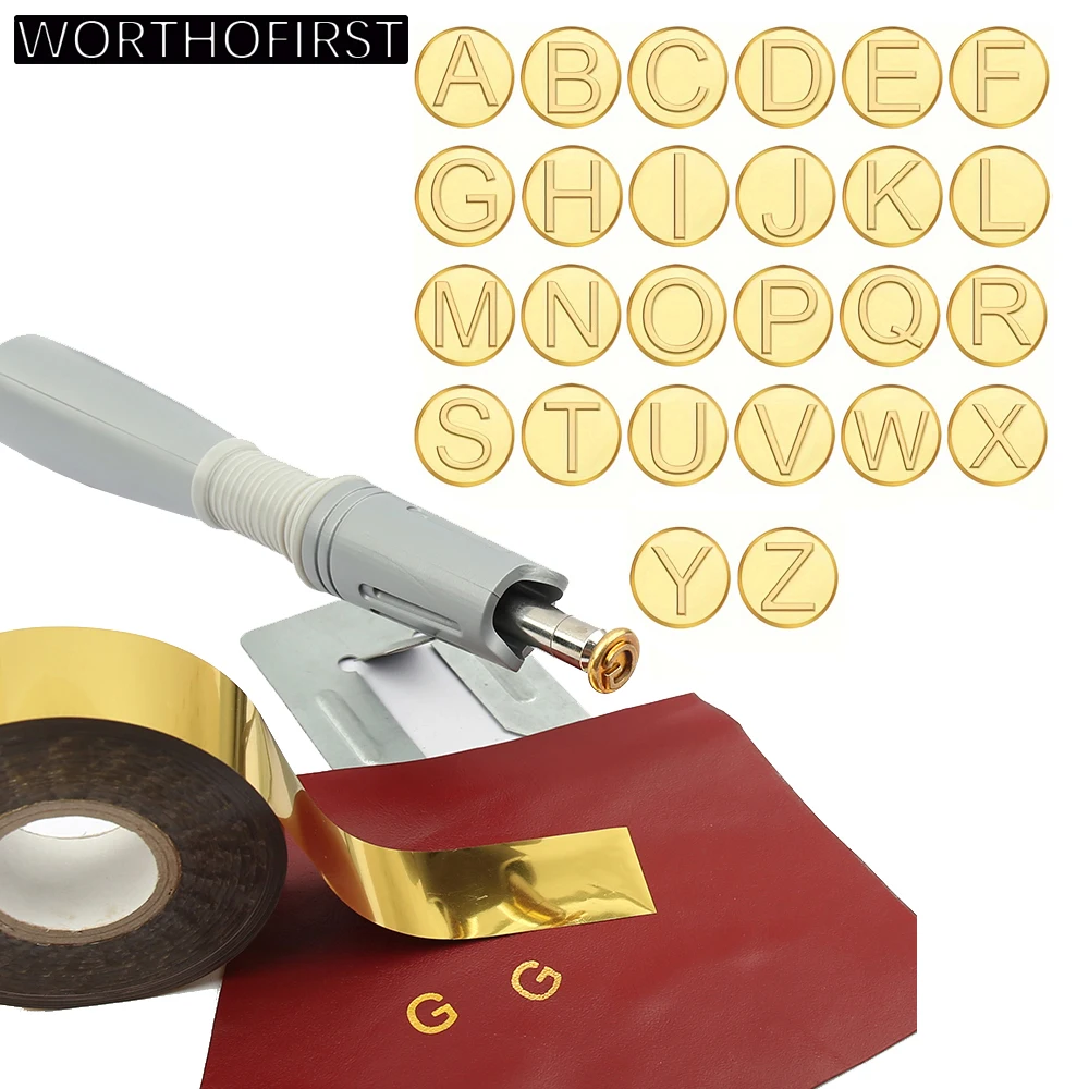 

New Hot Stamping Tool with Replaceable 28 Molds and A Roll Special Hot Stamping Foil, for Leathercraft paper Hot Stamping LOGO