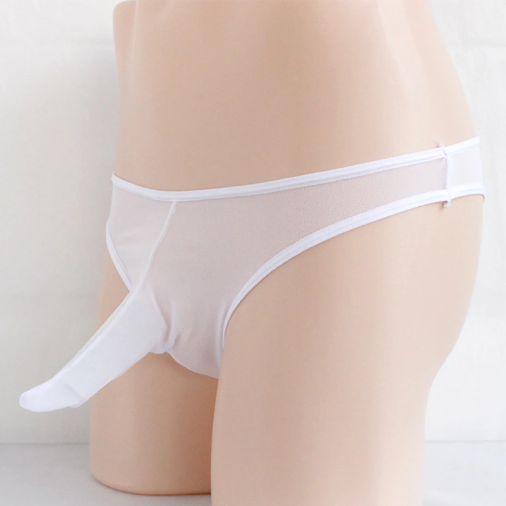 

Men's Erotic Lingerie Men G-String Thong Bulge Pouch Underwear Ultra Thin Sheer Mesh Silky Soft Brief Boy Sissy G-Strings