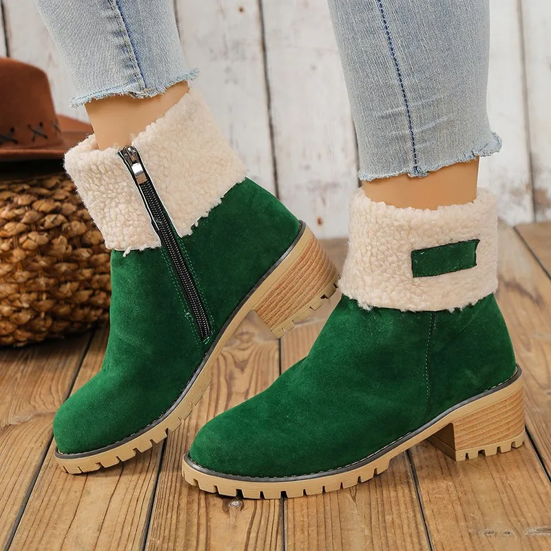 Women Snow Boots 2025 New Platform High Heel Ankle Boots Women Autumn Winter Lightweight Shoes Fur Keep Warm Plush Shoes Women