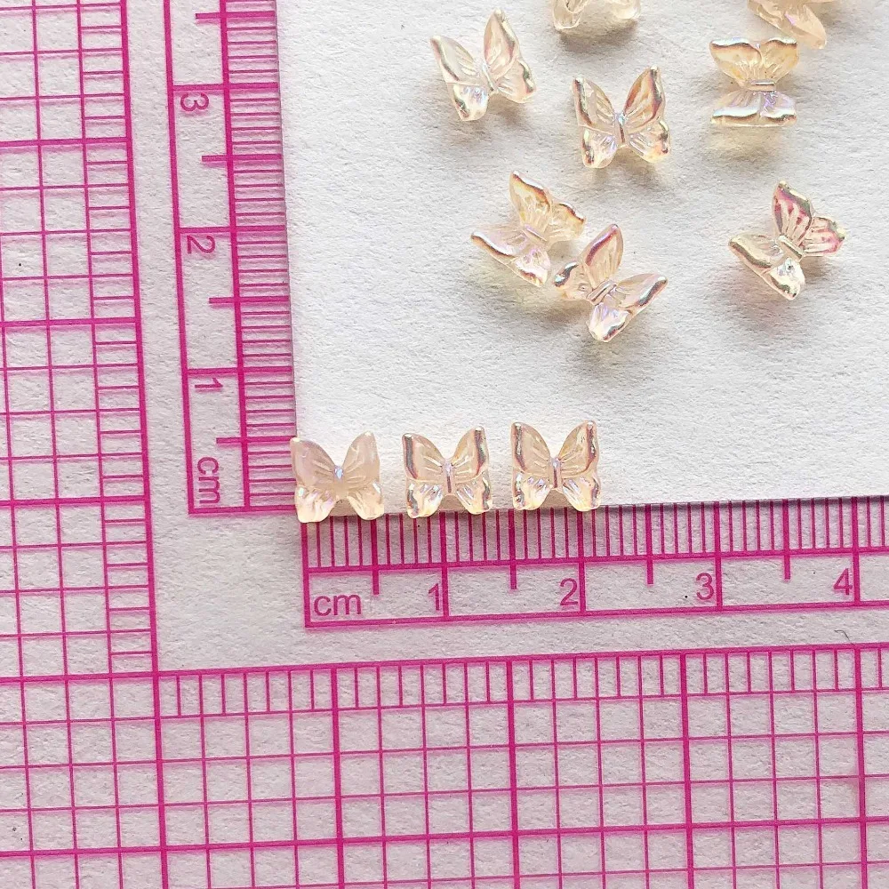 200pcs Mini Kawaii resin Shining Butterfly FlatBack Cabochons Scrapbook Diy nail Party Hairpin Accessories Home Decoration Craft